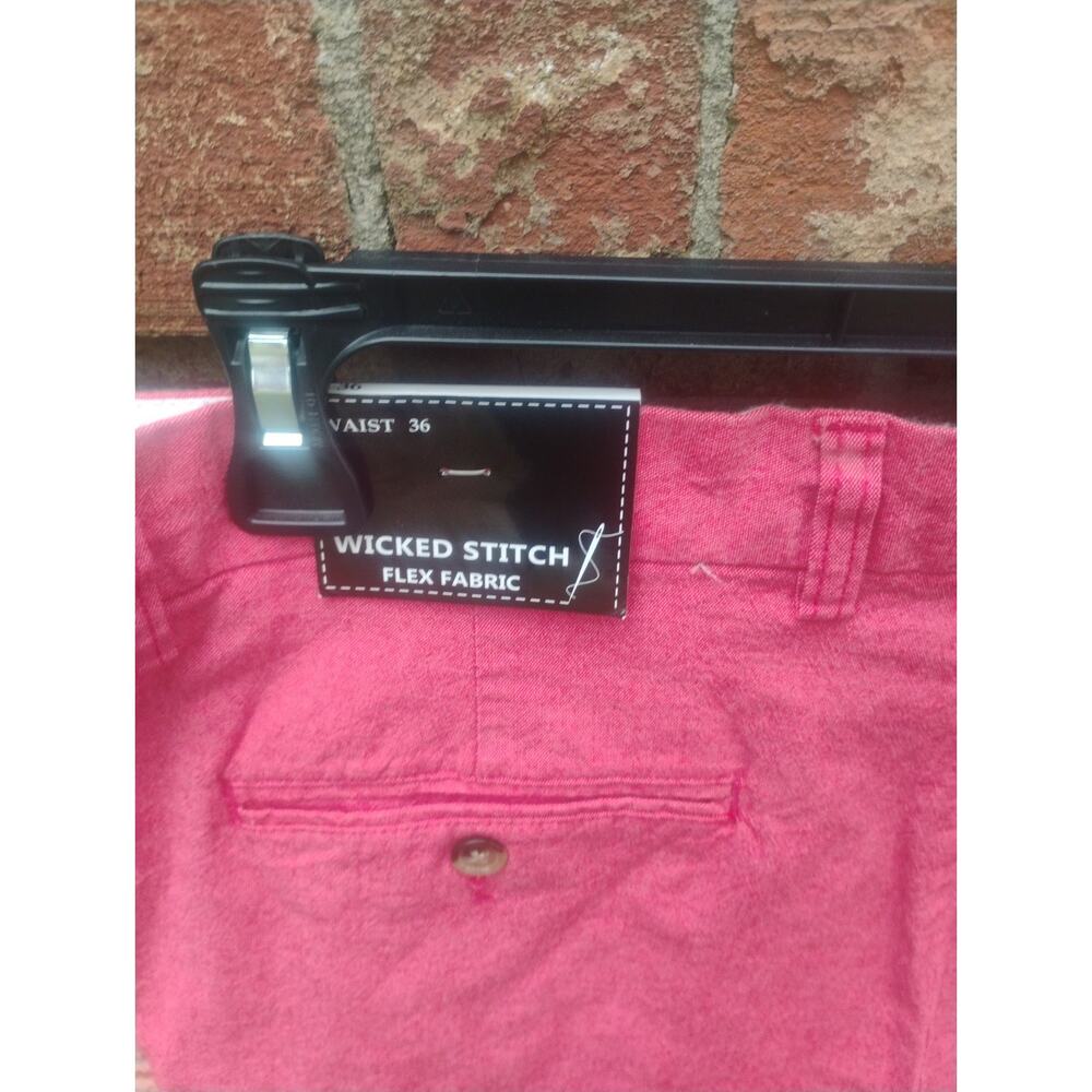 Nwt Wicked Stitch Men’s Flat Front Chino Golf Shorts 36 Nantucket Red Coral - Picture 5 of 12